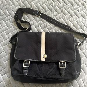 Coach signature pattern laptop/diaper bag. Signature fabric with leather accents